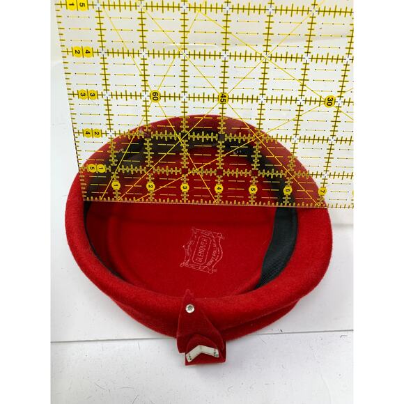 Vintage Glenover Henry Pollak Red Wool Felt Hat Womens Mid Century Bow Holiday - Picture 7 of 7